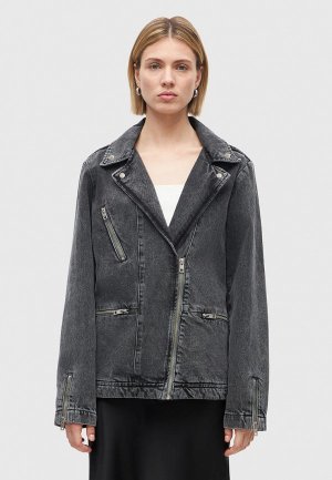 Куртка джинсовая Studio 29 со смещенной застежкой. Цвет: серый