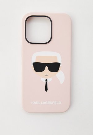 Чехол для iPhone Karl Lagerfeld 14 Pro, силиконовый. Цвет: розовый