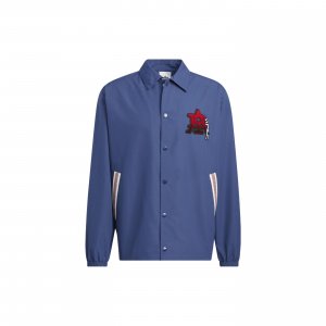 Originals Trefoil Logo Print Single-Breasted Coach Jacket Men Outerwear Blue HS1993 Adidas