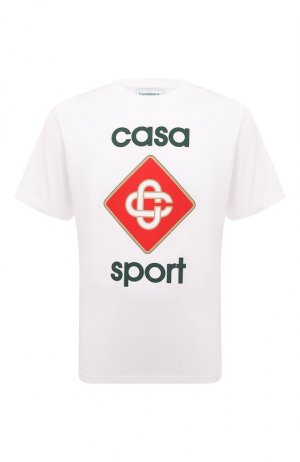 Хлопковая футболка Casablanca. Цвет: белый