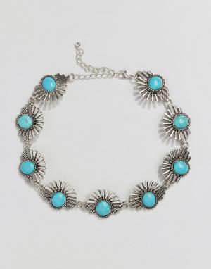 Ожерелье-чокер с бирюзовыми камнями Reclaimed Vintage