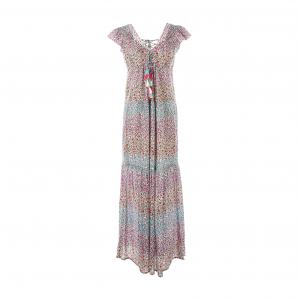 Платье длинное, с короткими рукавами RENE DERHY. Цвет: наб. рисунок/ розовый
