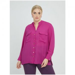 Рубашка женская из креповой ткани, фуксия, большие размеры MAT fashion. Цвет: фуксия/розовый
