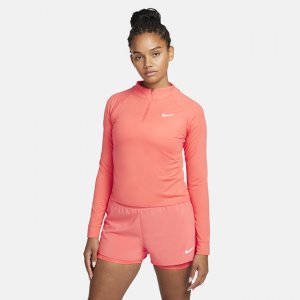 Женская теннисная футболка с длинным рукавом и молнией на половину длины Court Dri-FIT Victory - Оранжевый Nike