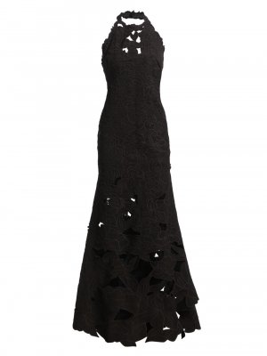 Платье с вырезом и вышивкой на бретелях цветочным принтом , черный Reem Acra