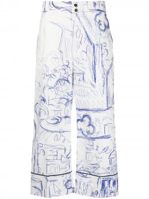 Укороченные брюки с принтом Erika Cavallini. Цвет: белый