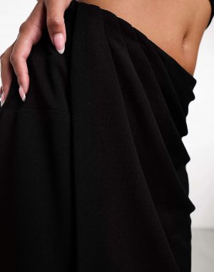 Черная юбка миди с драпировкой спереди Abercrombie & Fitch