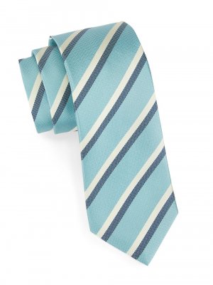 Полосатый шелковый галстук, синий Isaia