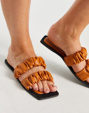 Бежевые сандалии со сборками Simmi London Parrish-Нейтральный Shoes