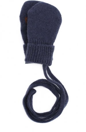 Варежки из смеси шерсти и кашемира с аппликацией Dolce & Gabbana. Цвет: синий