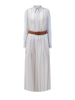 Платье-рубашка из шелкового шифона с плетеным ремнем Rustic BRUNELLO CUCINELLI. Цвет: мульти