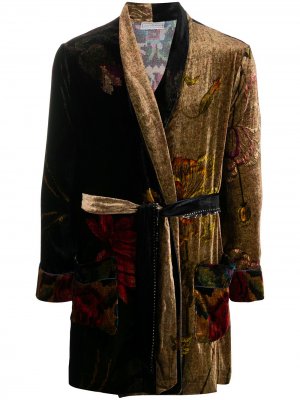 Жаккардовый халат с цветочным узором Pierre-Louis Mascia. Цвет: коричневый