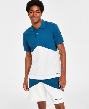 Мужская двухцветная рубашка-поло с коротким рукавом, синий Armani Exchange