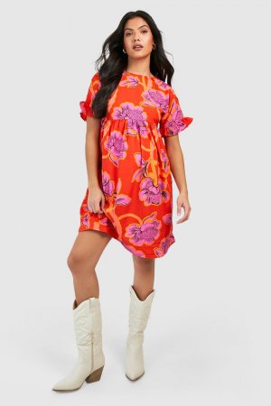 Платье с цветочными рукавами и пересеченной спинкой для беременных , красный Boohoo