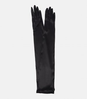 Длинные атласные перчатки kim , черный Dolce&Gabbana