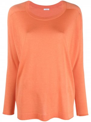 Пуловер с круглым вырезом и перфорацией Malo. Цвет: оранжевый
