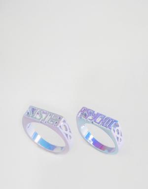 Два кольца с надписью Psychic и Sister Me & Zena. Цвет: фиолетовый