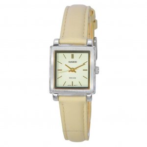 Стандартные аналоговые кварцевые женские часы с кожаным ремешком и бежевым циферблатом LTP-E176L-5A Casio