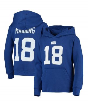Пуловер с капюшоном именем и номером игрока Big Boys Peyton Manning Royal Indianapolis Colts Mitchell & Ness