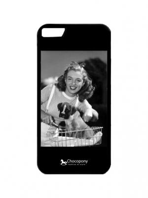 Чехол для iPhone 7  Монро и щенок Арт. Black7-120 Chocopony. Цвет: черный