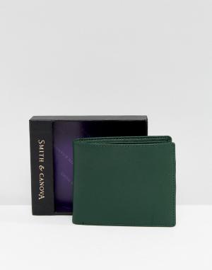 Зеленый кожаный бумажник Smith And Canova. Цвет: зеленый