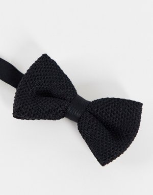 Черный трикотажный галстук-бабочка -Черный цвет ASOS DESIGN