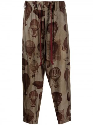 Balloon-print tapered trousers Uma Wang. Цвет: коричневый