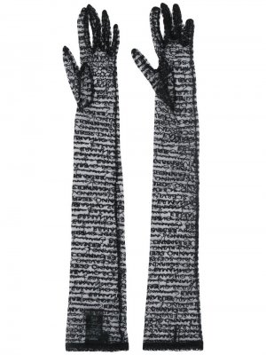 Перчатки из тюля с вышивкой Ermanno Scervino. Цвет: черный