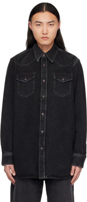 Черная джинсовая рубашка с карманами клапанами Acne Studios