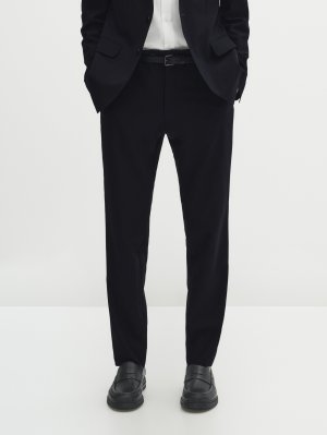 Костюмные брюки из шерсти стрейч , темно-синий Massimo Dutti