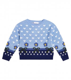 Жаккардовый свитер, синий Monnalisa