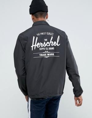 Черная складывающаяся спортивная куртка с логотипом на спине Herschel Supply Co. Цвет: черный
