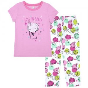Пижамный набор футболка и брюки 355П-161 Белый 92 Bossa Nova. Цвет: розовый