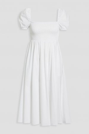 Платье миди Mira из хлопкового поплина с открытыми плечами, белый CAROLINE CONSTAS