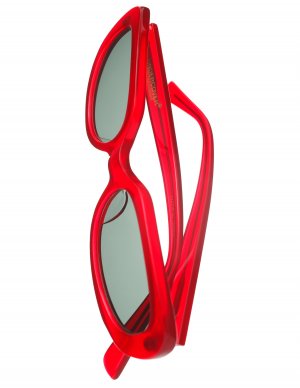 Овальные очки с красной оправой Undercover