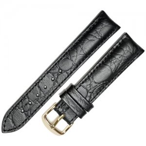 Ремешок 1808-02-1-1 Pandora Черный кожаный ремень 18 мм для часов наручных из кожи натуральной мужской матовый аллигатор Ardi. Цвет: черный