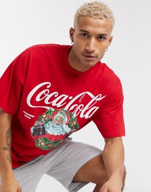 Новогодняя пижама для дома из футболки с принтом Coca-Cola и шорт -Красный ASOS DESIGN
