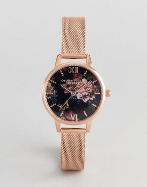 Часы цвета розового золота с сетчатым браслетом OB16WG44 Olivia Burton. Цвет: золотой