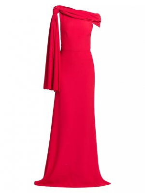 Вечернее платье из крепа с завязками Alexander Mcqueen, красный McQueen