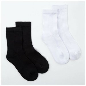 Набор подростковых носков 2 пары MINAKU Бамбук, цв. чёрный/белый, размер 35-38 (22-24 см) 4601204. Цвет: белый/черный