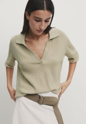 Рубашка-поло , цвет khaki Massimo Dutti