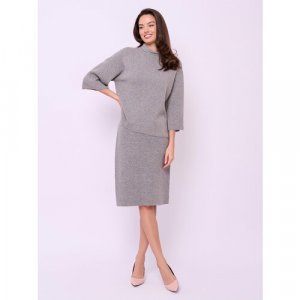 Костюм , джемпер и юбка, повседневный стиль, свободный силуэт, размер 44, серый Franco Vello. Цвет: серый