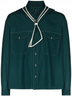 Рубашка с длинными рукавами и съемным капюшоном UNIFORME. Цвет: зеленый