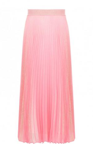 Однотонная плиссированная юбка-миди Christopher Kane. Цвет: розовый