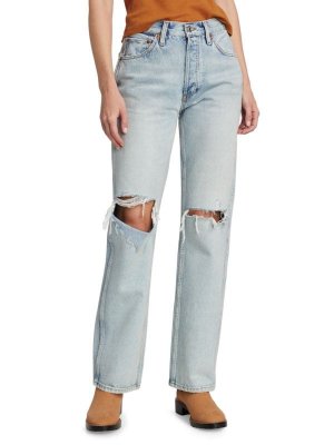 Потертые джинсы прямого кроя с высокой посадкой в ​​стиле 90-х Blue Re/done