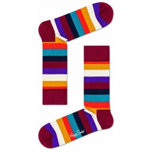 Носки унисекс Stripe Sock в цветную полоску Happy socks | Чулки и колготки разноцветный 29. Цвет: розовый/желтый/оранжевый/черный/красный
