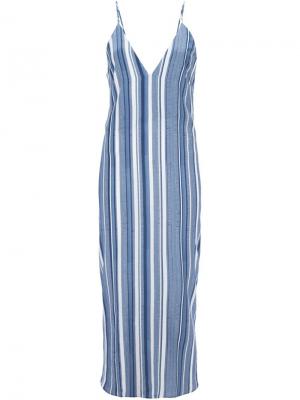 Полосатое платье миди Rue Sam & Lavi. Цвет: синий