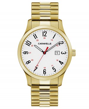 Мужские золотистые часы-браслет из нержавеющей стали, 40 мм Caravelle