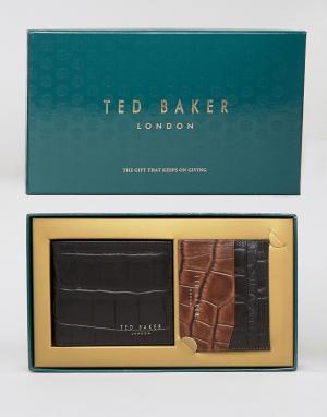 Подарочный набор с бумажником и визитницей Ted Baker. Цвет: черный