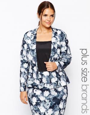 Пиджак с монохромным цветочным принтом Lipstick Boutique Plus. Цвет: мульти